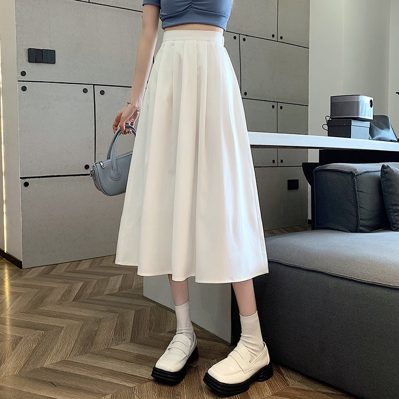 Simple Casual Slimming Mid-length High Waist Skirt