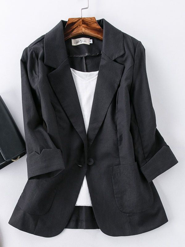 Omen's Springsummer Thin Fashion Slim Fit Sub-suit Cropped Sleeve Short Top