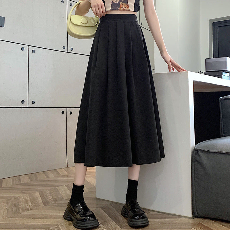 Simple Casual Slimming Mid-length High Waist Skirt