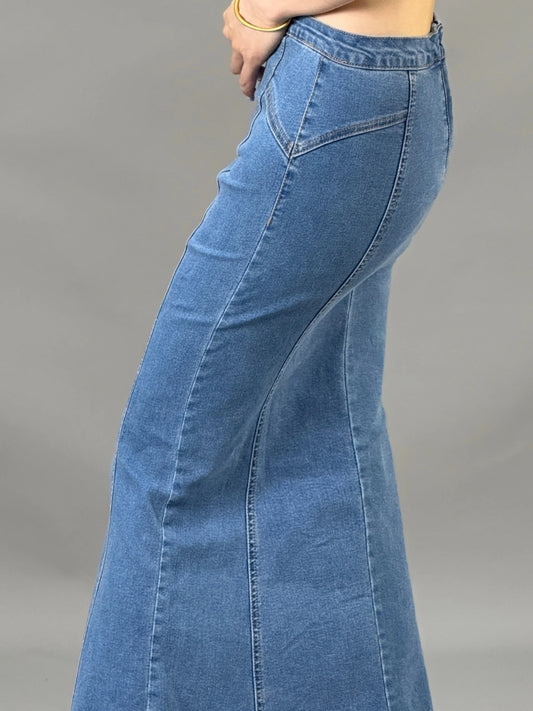 Hot girl high waisted denim fish tail hip hugging skirt for women in 2025 summer new design long dress style