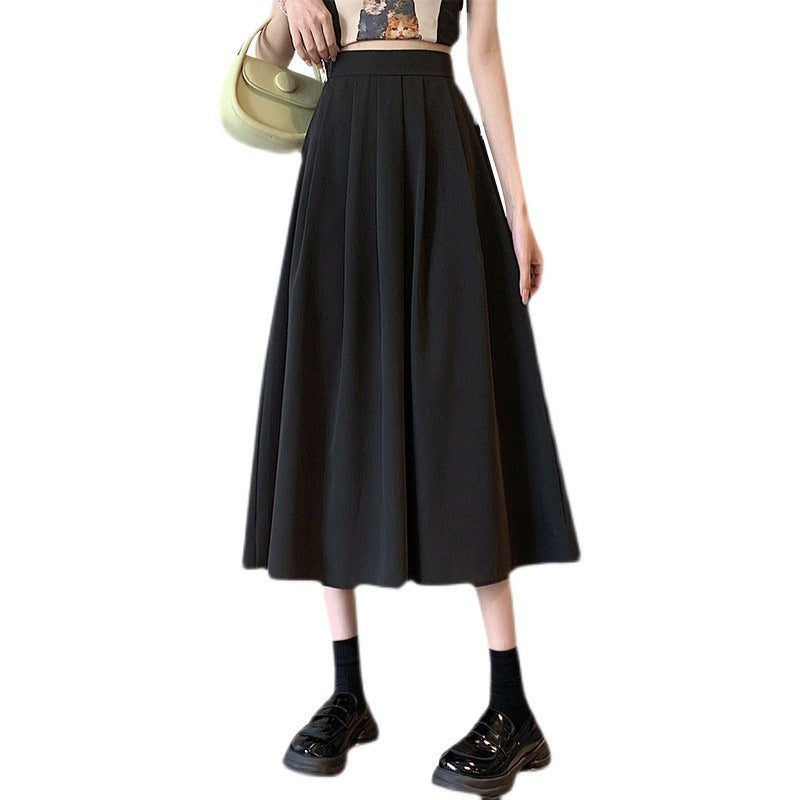 Simple Casual Slimming Mid-length High Waist Skirt