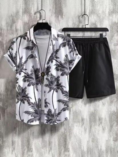 Printed Short-sleeved Shirt Beach Pants Suit