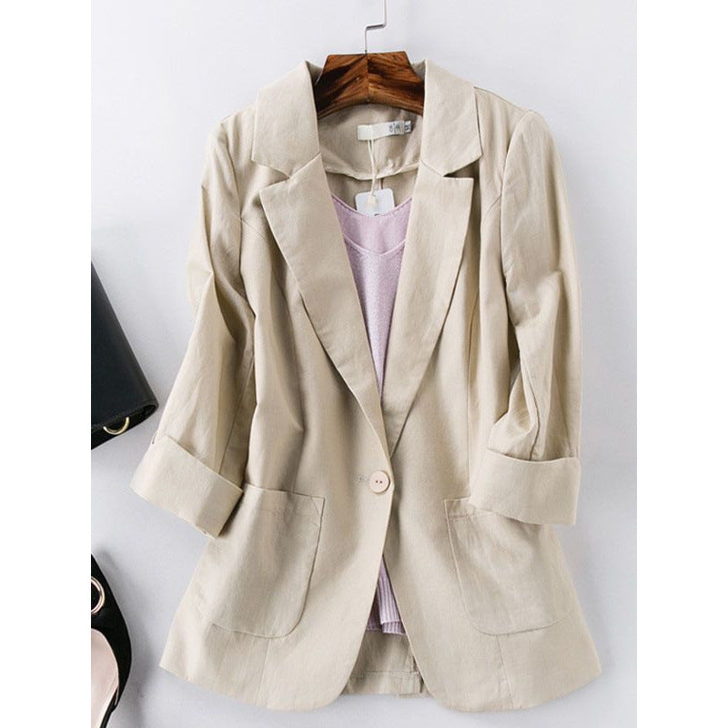 Omen's Springsummer Thin Fashion Slim Fit Sub-suit Cropped Sleeve Short Top