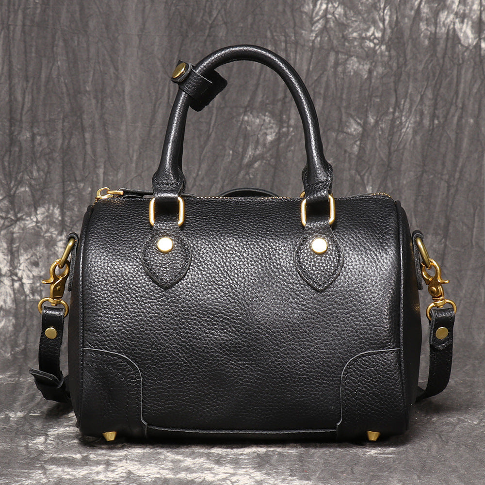 New Handmade First Layer Cowhide Portable Boston Bag Fashion All-match Casual