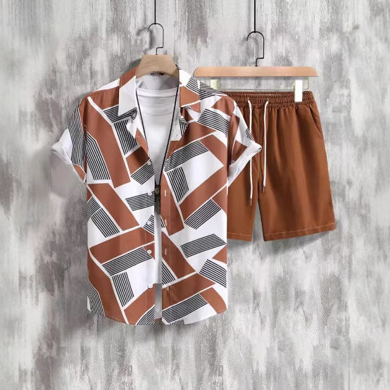 Printed Short-sleeved Shirt Beach Pants Suit