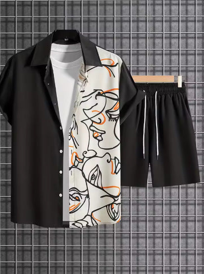 Printed Short-sleeved Shirt Beach Pants Suit