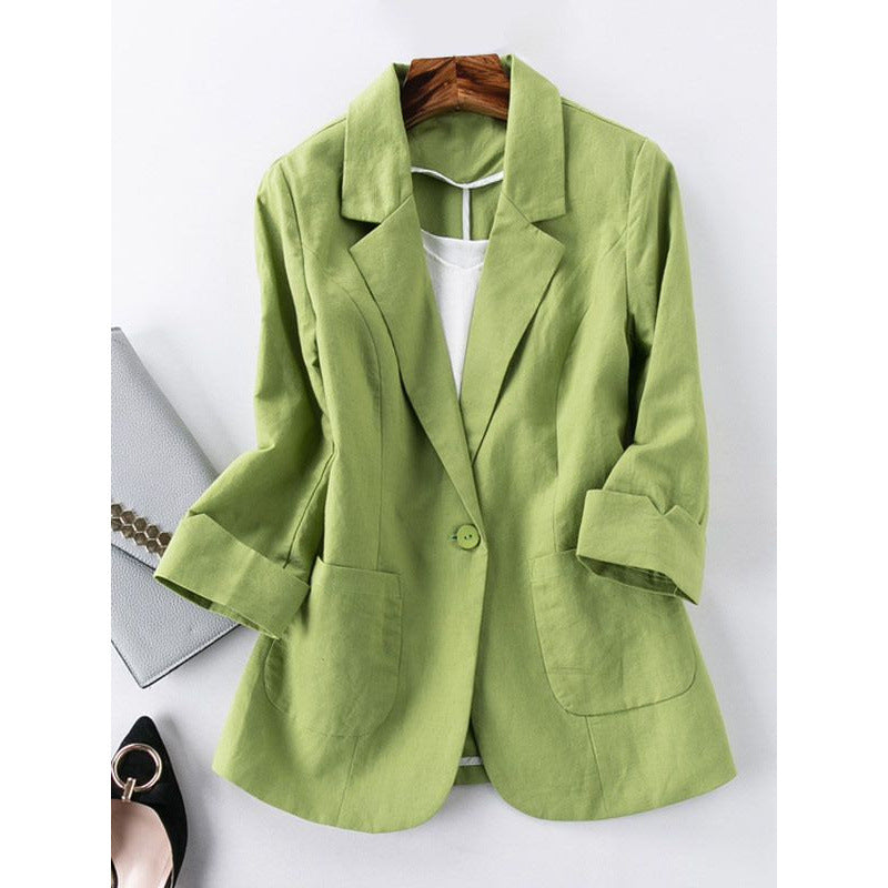 Omen's Springsummer Thin Fashion Slim Fit Sub-suit Cropped Sleeve Short Top