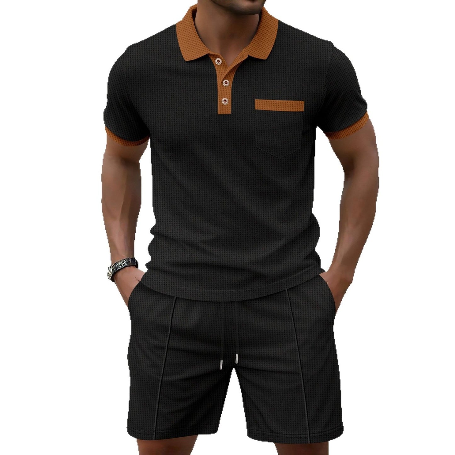 Summer New Men's Waffle Lapel Suit