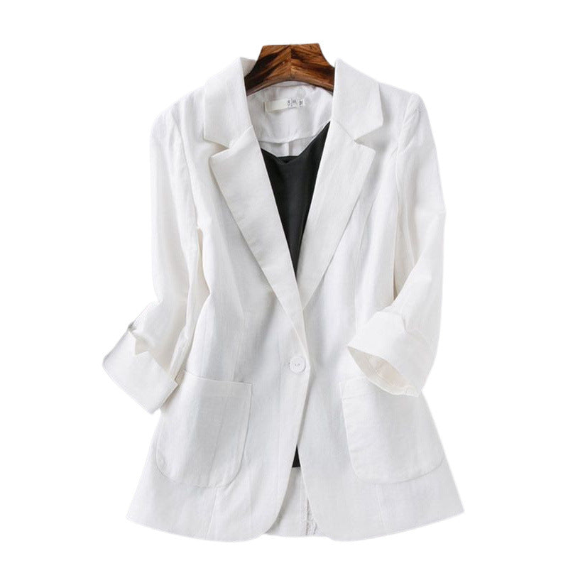 Omen's Springsummer Thin Fashion Slim Fit Sub-suit Cropped Sleeve Short Top