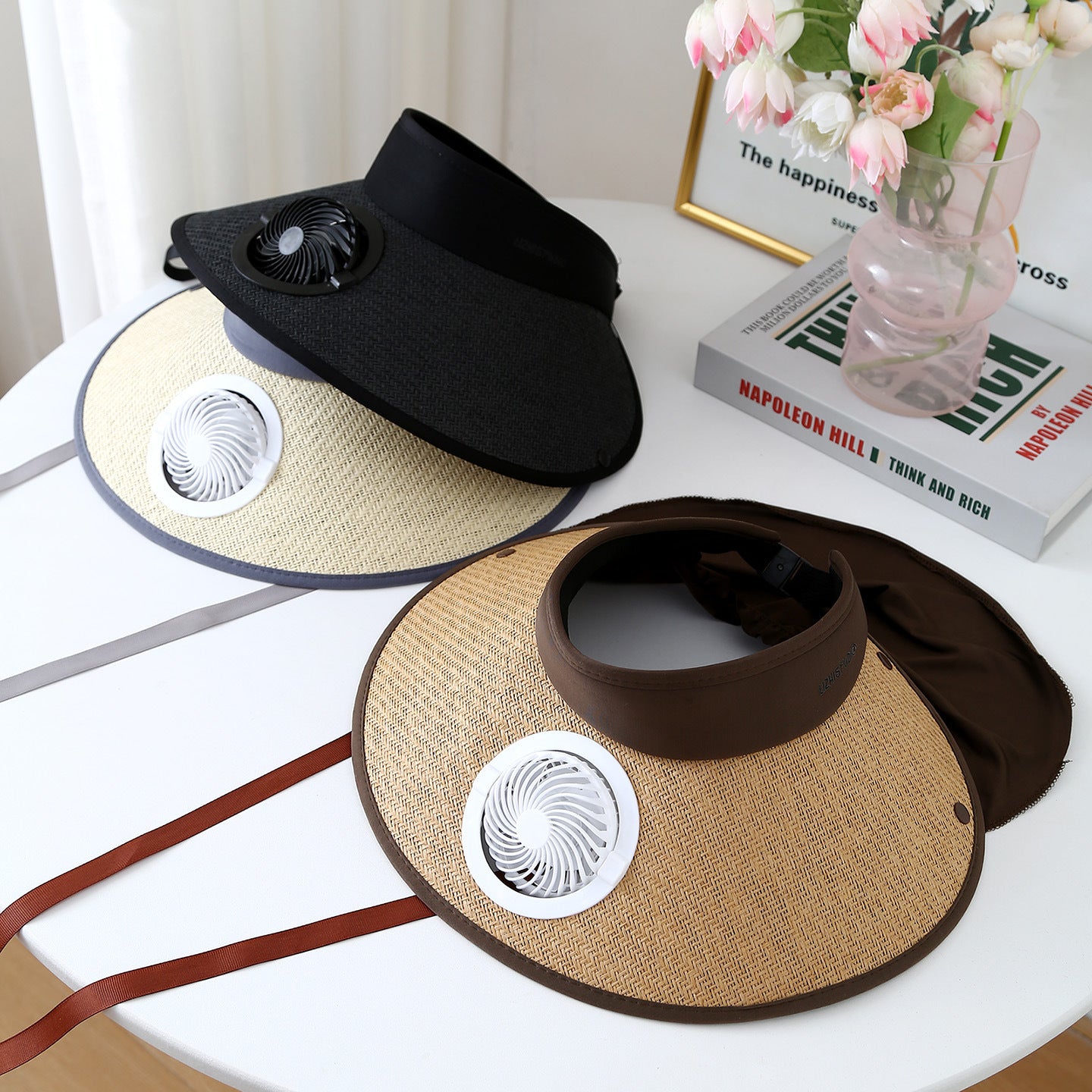 USB Charging Cap With Fan Female Sunshade Light Breathable