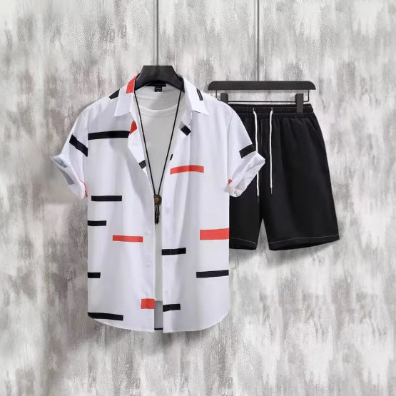 Printed Short-sleeved Shirt Beach Pants Suit