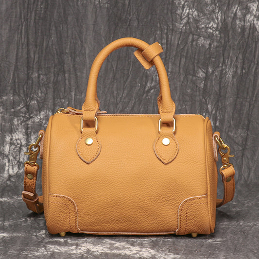New Handmade First Layer Cowhide Portable Boston Bag Fashion All-match Casual