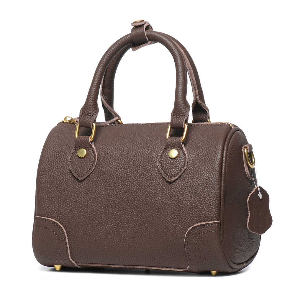 New Handmade First Layer Cowhide Portable Boston Bag Fashion All-match Casual