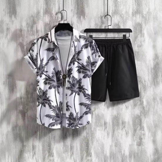 Printed Short-sleeved Shirt Beach Pants Suit