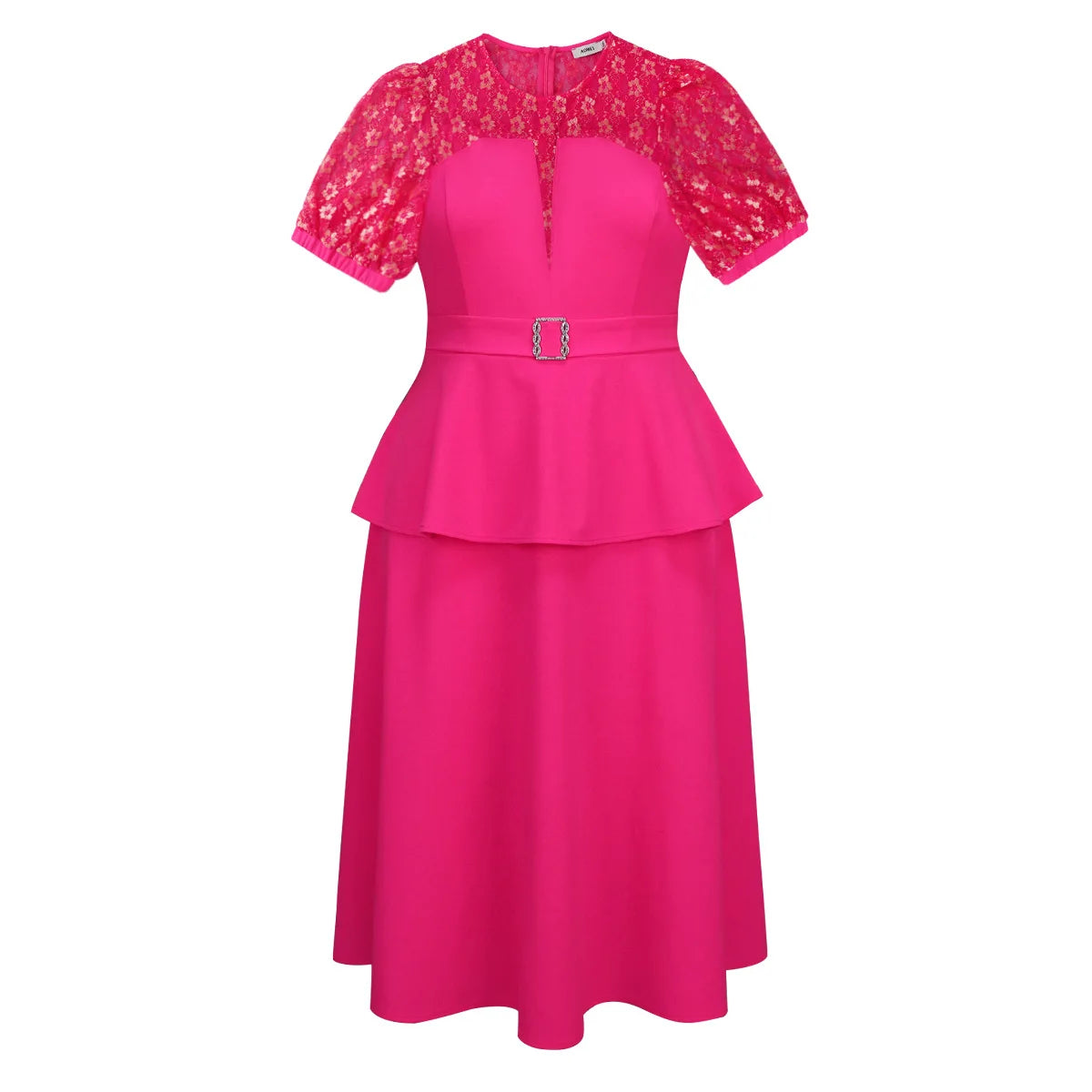 2025 Spring and summer new fashion temperament banquet dress lace patchwork ruffled A-line dresses