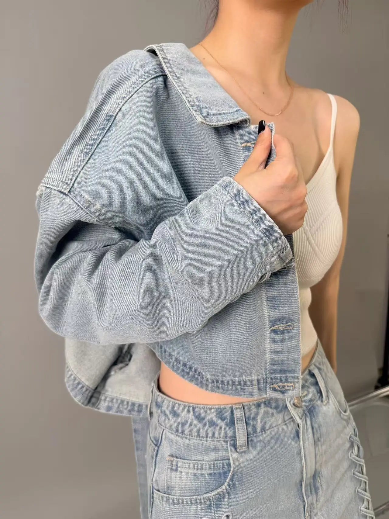 2025  Korean Japanese Style  Multi element Design  High Quality Clothing from Dongdaemun  Korea   Denim Jacket Coat