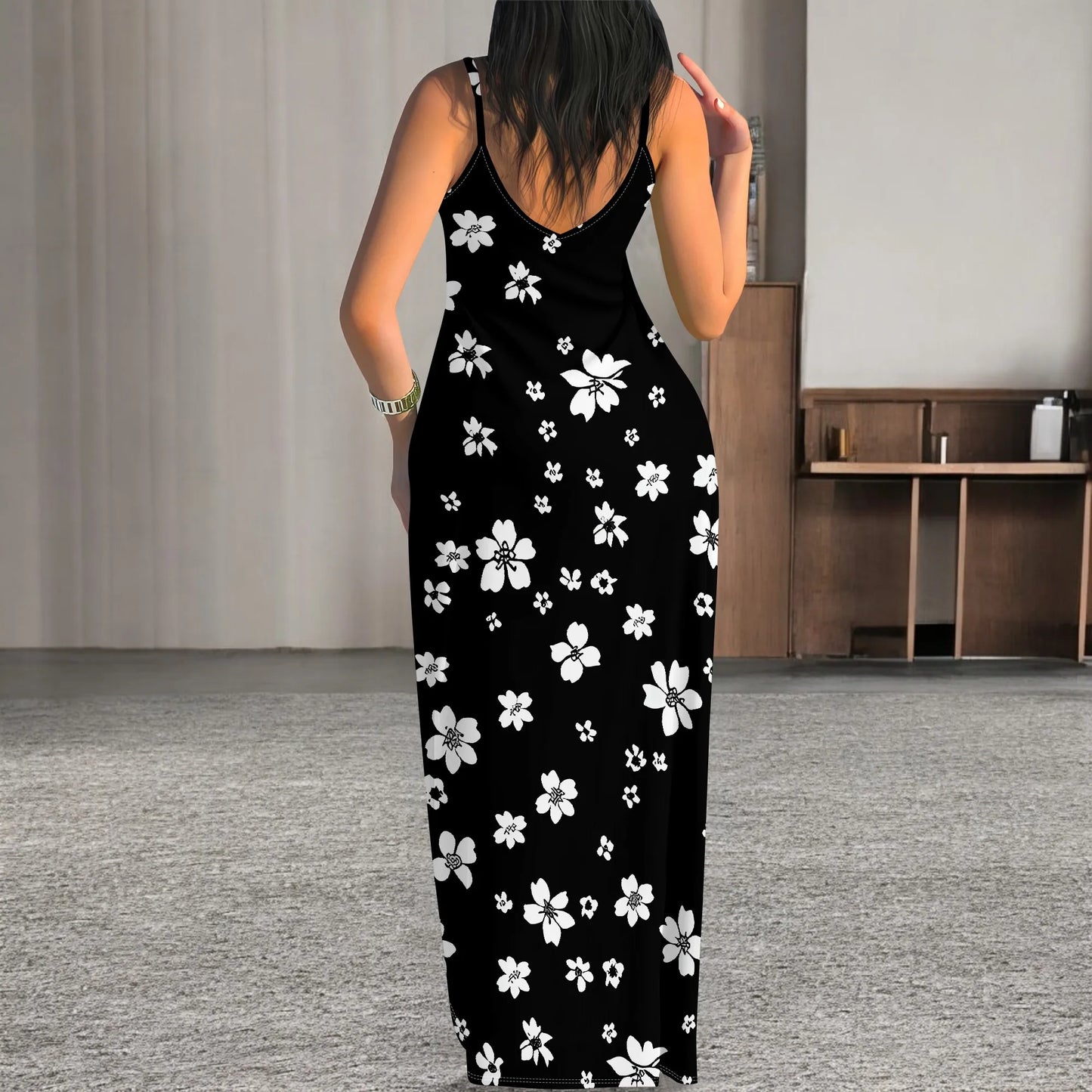 Women's 2025 spring and summer sleeveless knee length dress with hollowed out pullover, butterfly print beach casual dress