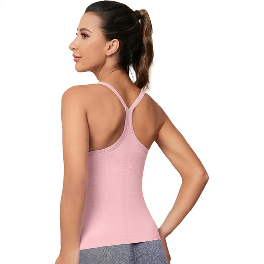 MathCat Workout Tank Tops for Women with Built in Bra Sleevel Gym Tops Seaml Racerback Athletic Yoga Shirts