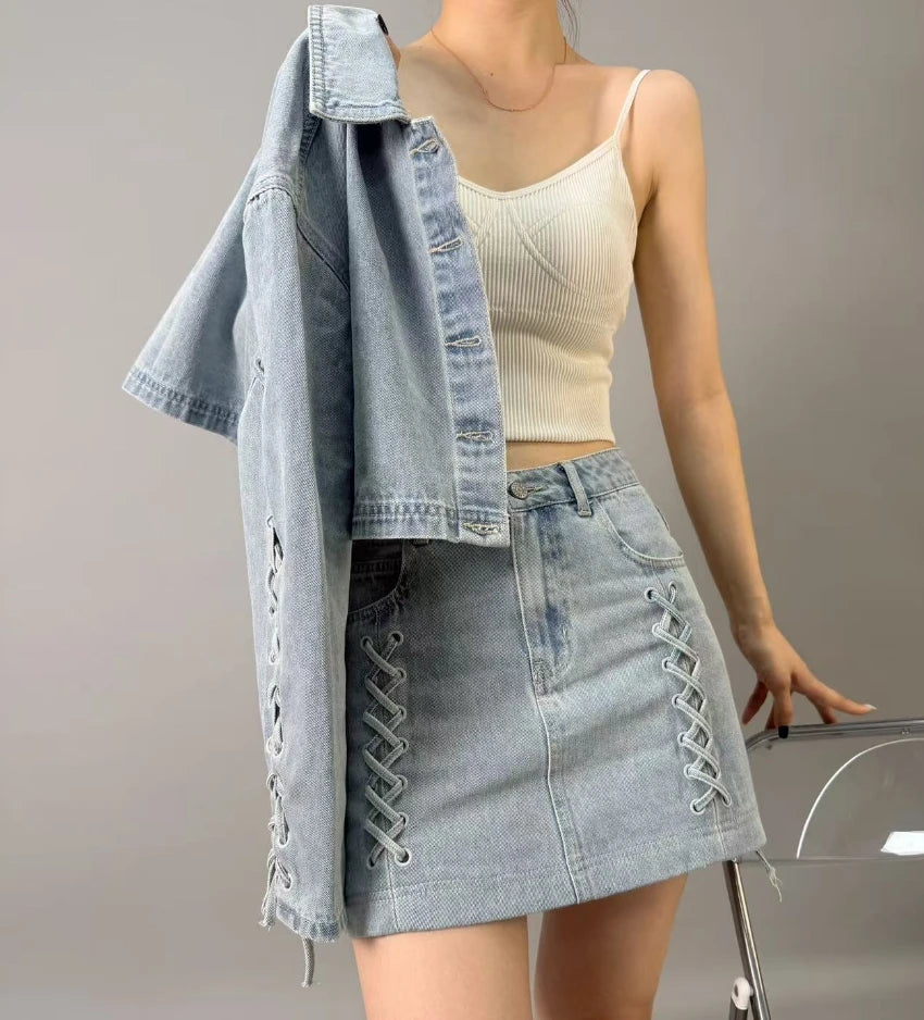 2025  Korean Japanese Style  Multi element Design  High Quality Clothing from Dongdaemun  Korea   Denim Jacket Coat