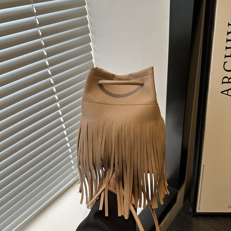 Soft Leather Women's Tassel Small Satchel